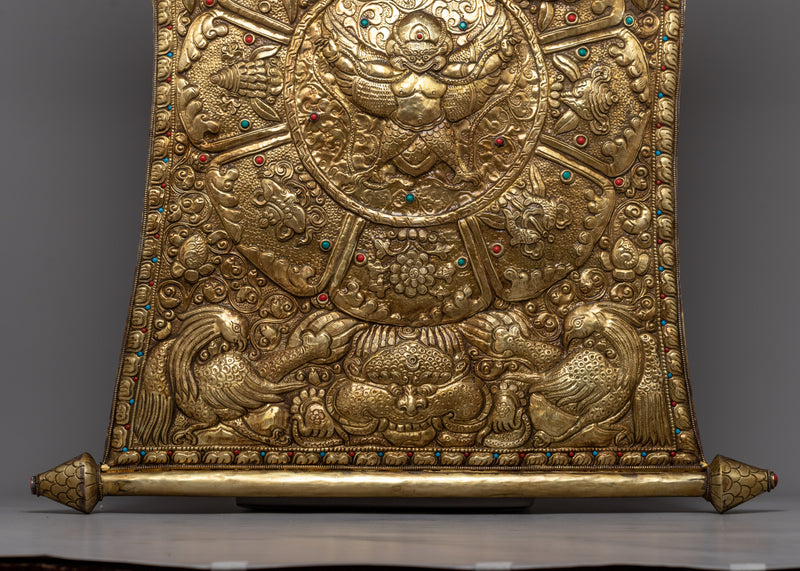 Garuda Brass Metal Thanka | Majestic Symbol of Divine Protection and Power