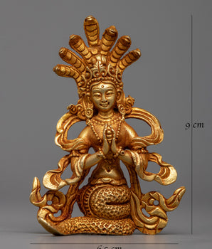 Machine Made Naga Kanya Statue | Graceful Copper Artistry Depicting Serpent Divinity
