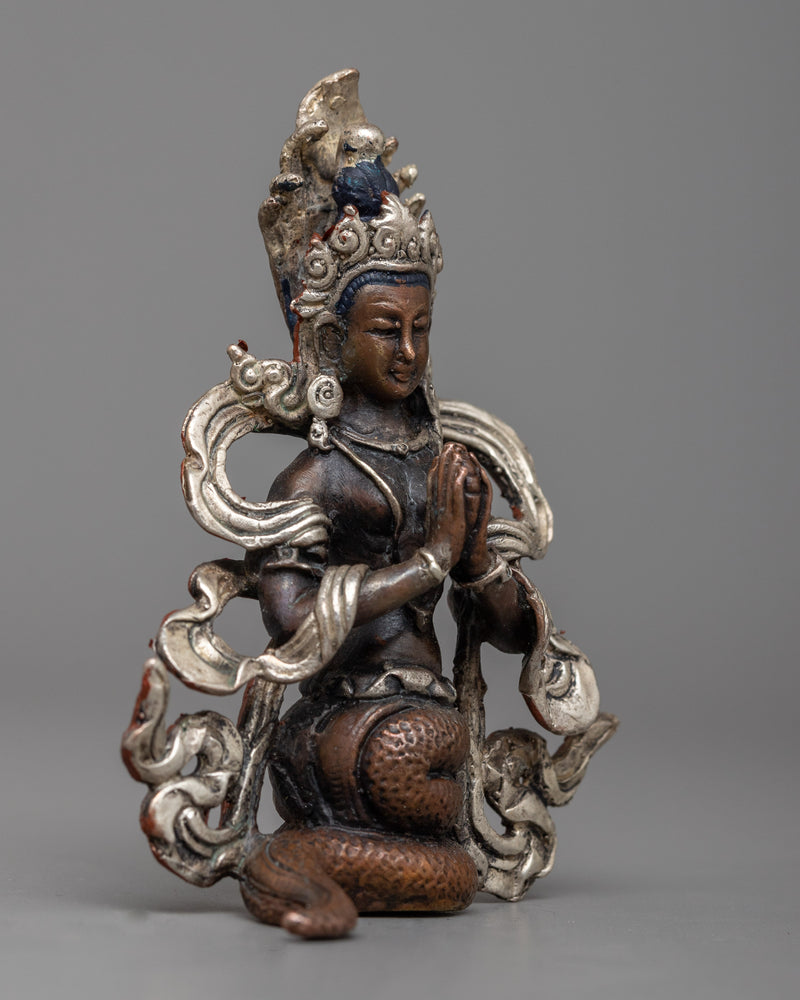 Machine Made Naga Queen Statue | Graceful Presence in Copper and Silver