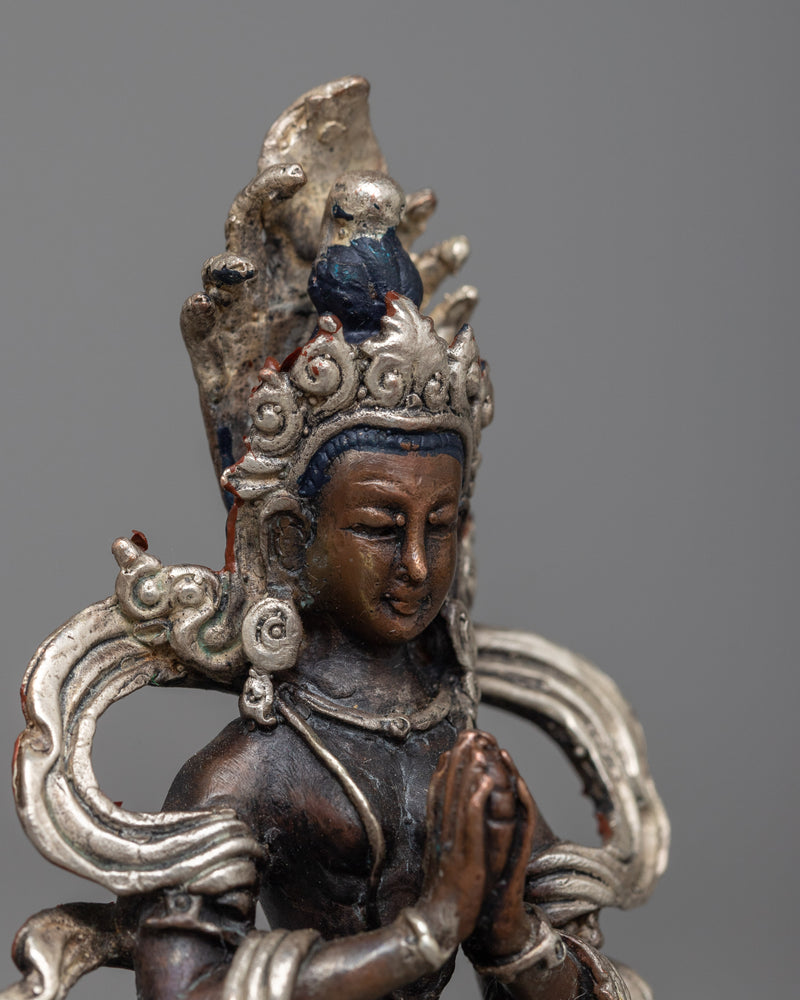 Machine Made Naga Queen Statue | Graceful Presence in Copper and Silver