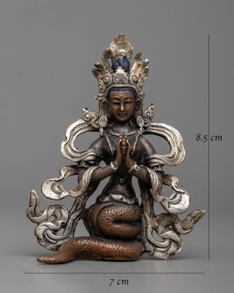 Machine Made Naga Queen Statue | Graceful Presence in Copper and Silver