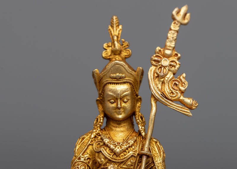 Miniature Guru Rinpoche Statue | 24K Gold Plated Spiritual Master