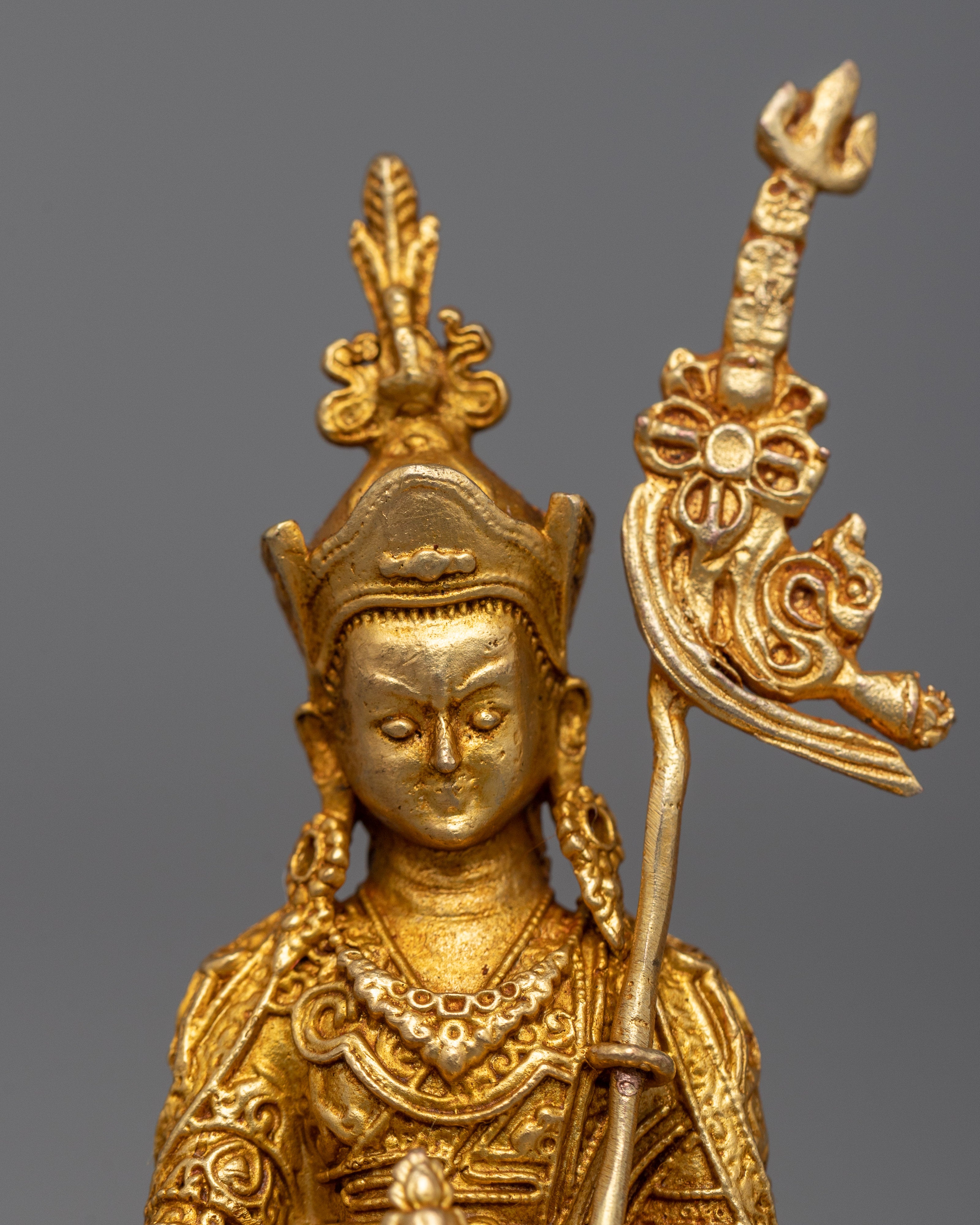 Miniature Guru Rinpoche Statue | 24K Gold Plated Spiritual Master