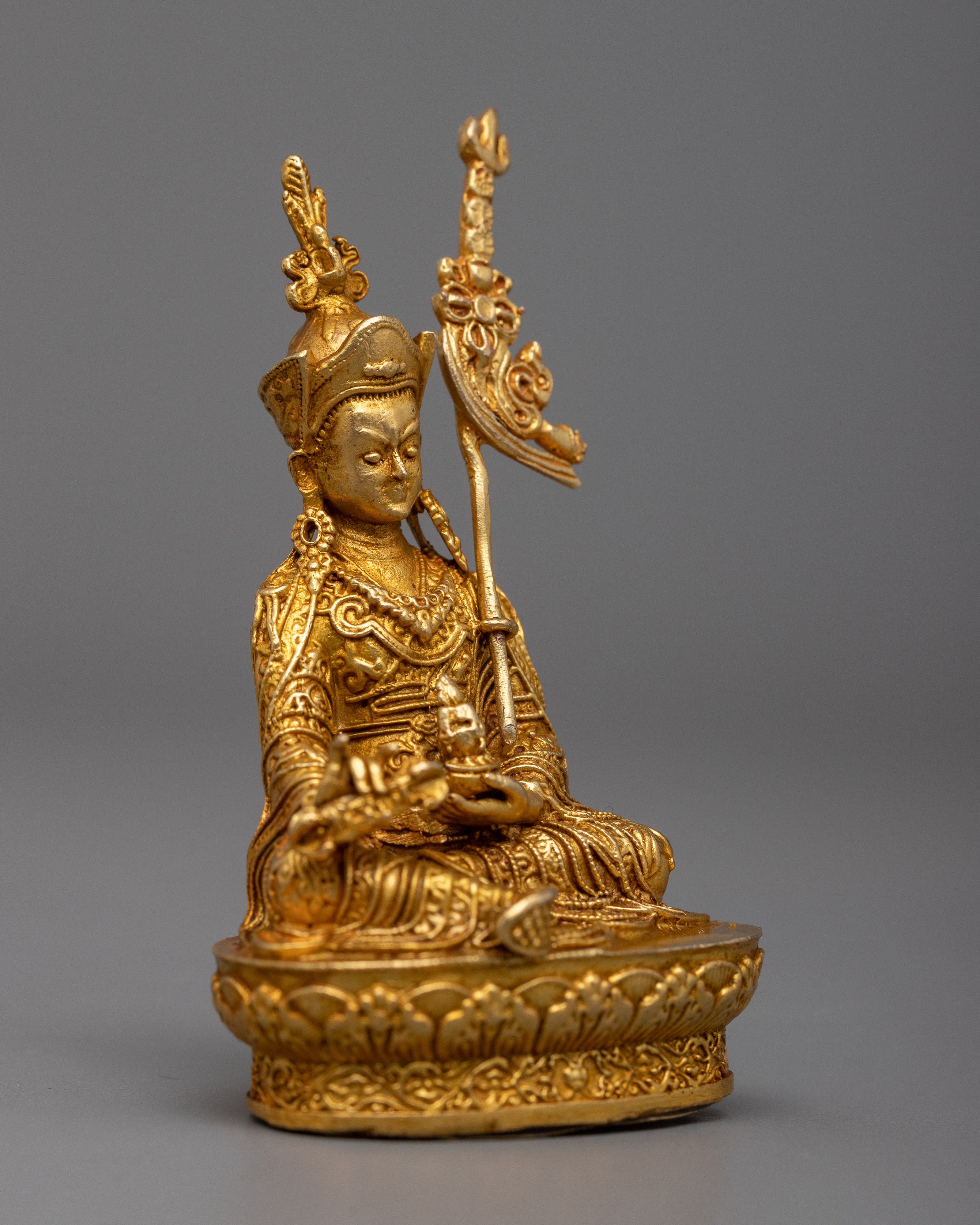 Miniature Guru Rinpoche Statue | 24K Gold Plated Spiritual Master