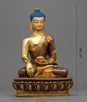 Shakyamuni Buddha in Meditation Sculpture | Historical Buddha Gold Gilded Statue