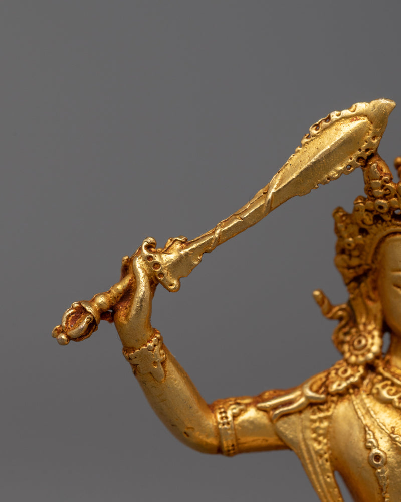 Gold Plated Manjushri Statue | Radiant Symbol of Wisdom and Enlightenment