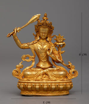 Gold Plated Manjushri Statue | Radiant Symbol of Wisdom and Enlightenment