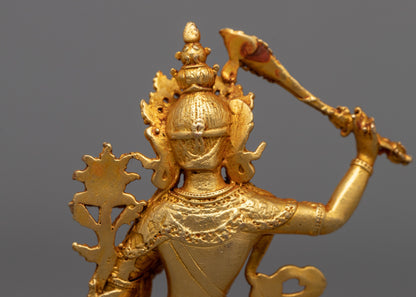 Gold Plated Manjushri Statue | Radiant Symbol of Wisdom and Enlightenment