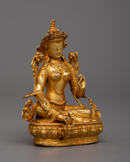 Machine-Made Green Tara Statue | Divine Protection, and Compassion