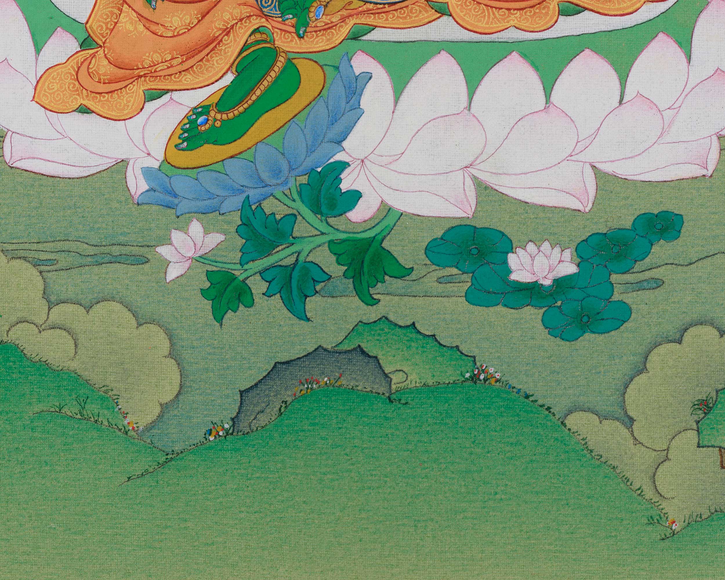 Deity of Compassion Green Tara Thangka | Divine Feminine Artwork