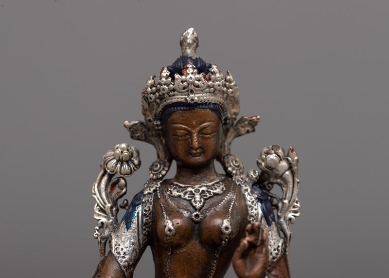 Machine Made Green Tara Goddess Statue | Exquisite Representation of the Himalayan Art