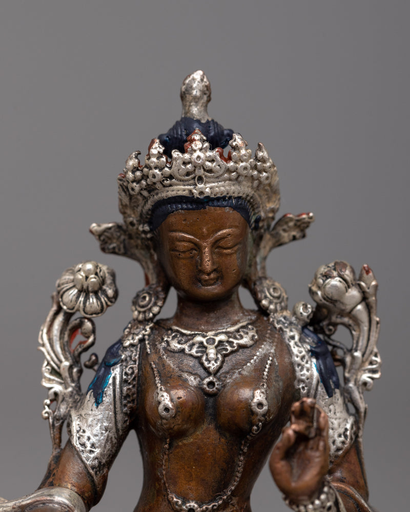 Machine Made Green Tara Goddess Statue | Exquisite Representation of the Himalayan Art