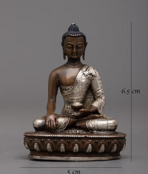 Meditating Shakyamuni Buddha Statue | Machine-Made, Crafted from Oxidized Copper