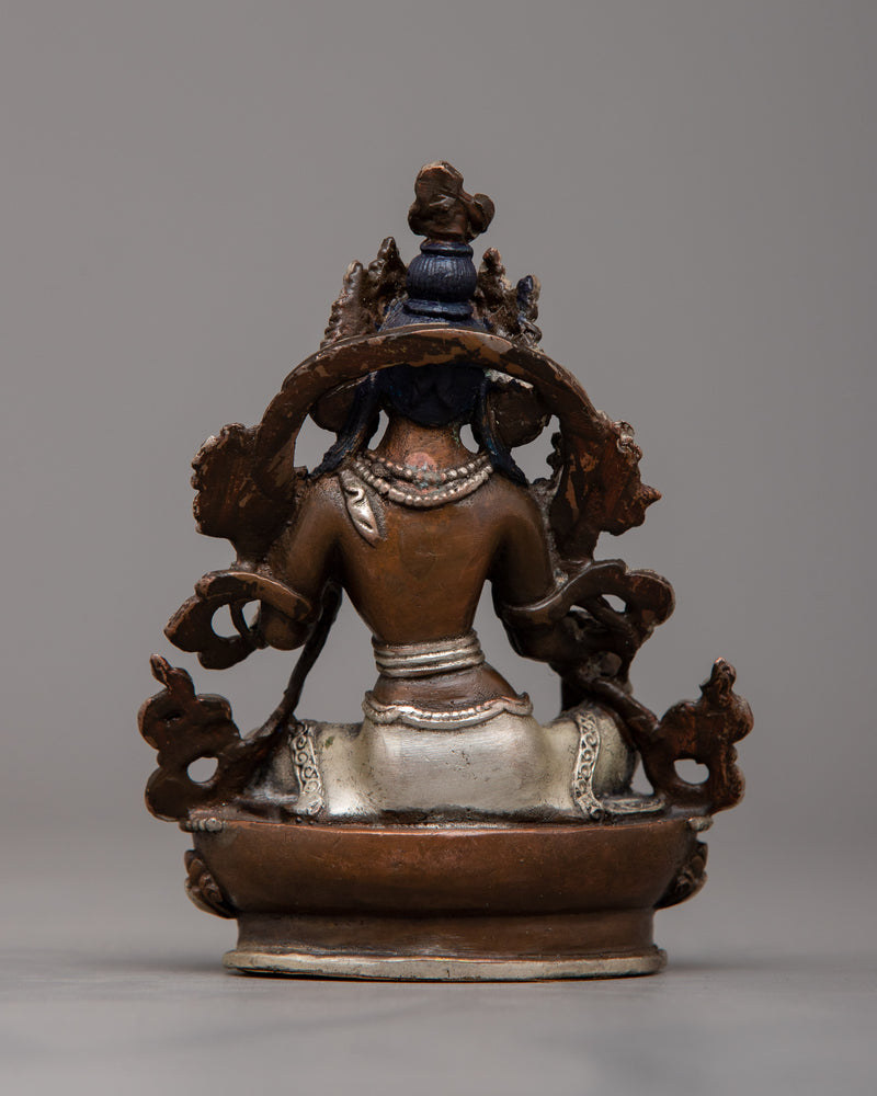 Quality Tiny Green Tara Copper Statue | Machine-Made with Copper Body for Spiritual Grace