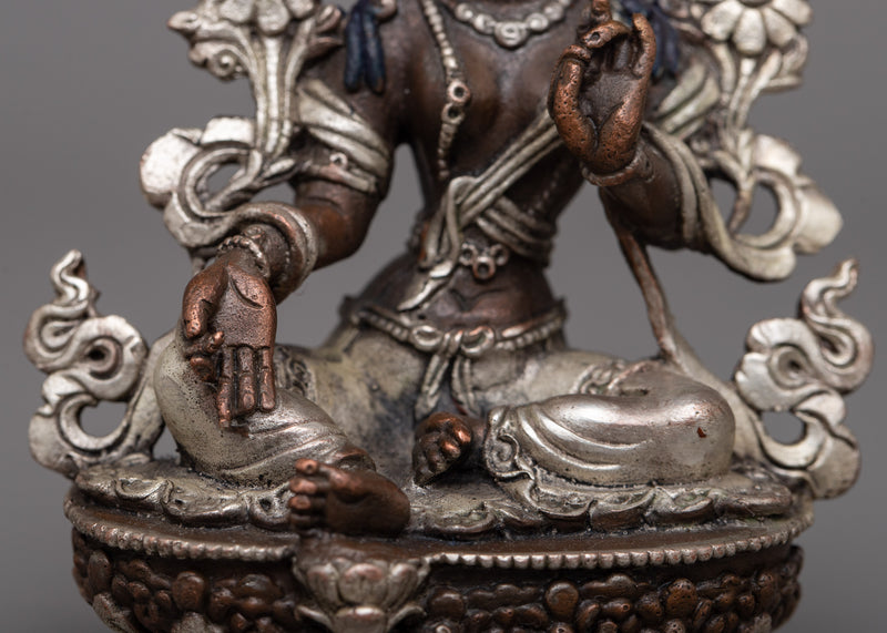 Quality Tiny Green Tara Copper Statue | Machine-Made with Copper Body for Spiritual Grace