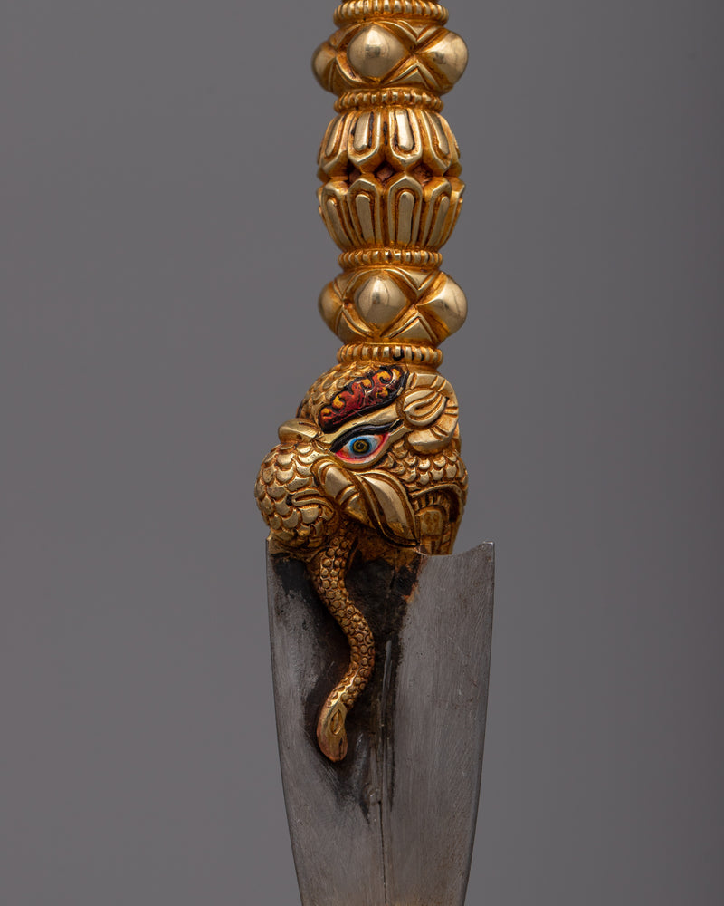 Buddhist Phurba Kila | Copper Body with 24k Gold Plating for Spiritual Practices