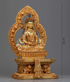 Practice Of Amitayus Sutra Sculpture | Buddha Amitayus Seated On Throne Statue