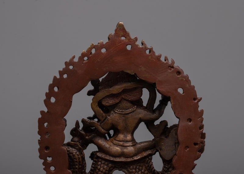 Oxidized Copper White Dzambhala Statue | Machine Made Sculpture