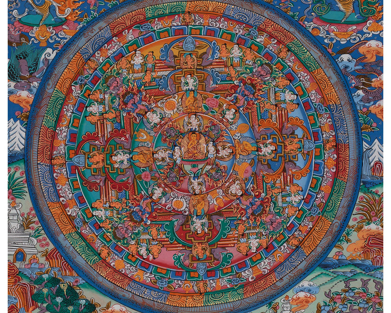 Original Hand-Painted Buddha Shakyamuni Mandala | Tibetan Wall Decoration Painting