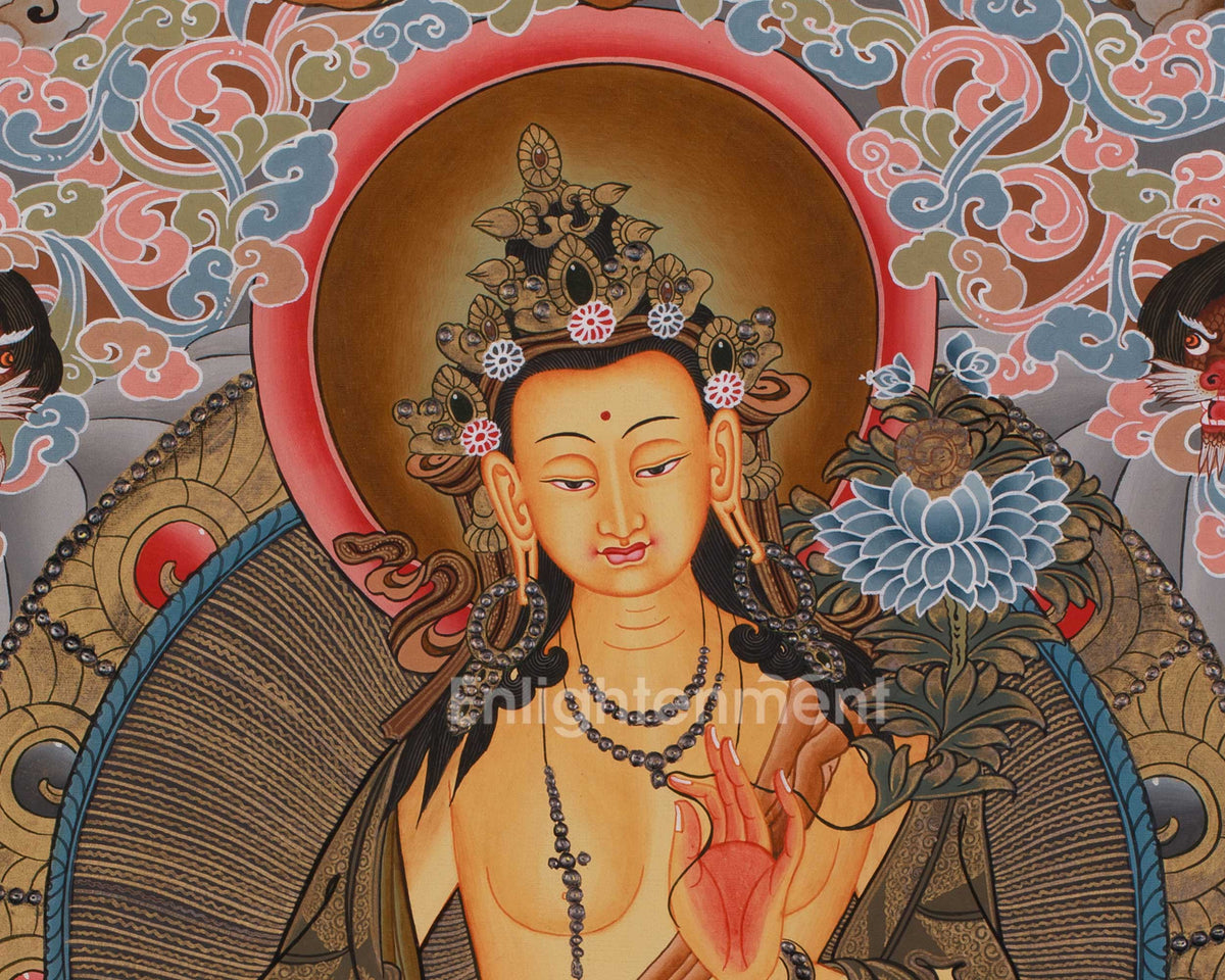 Tibetan Thangka Of Maitreya Buddha | Future Buddha