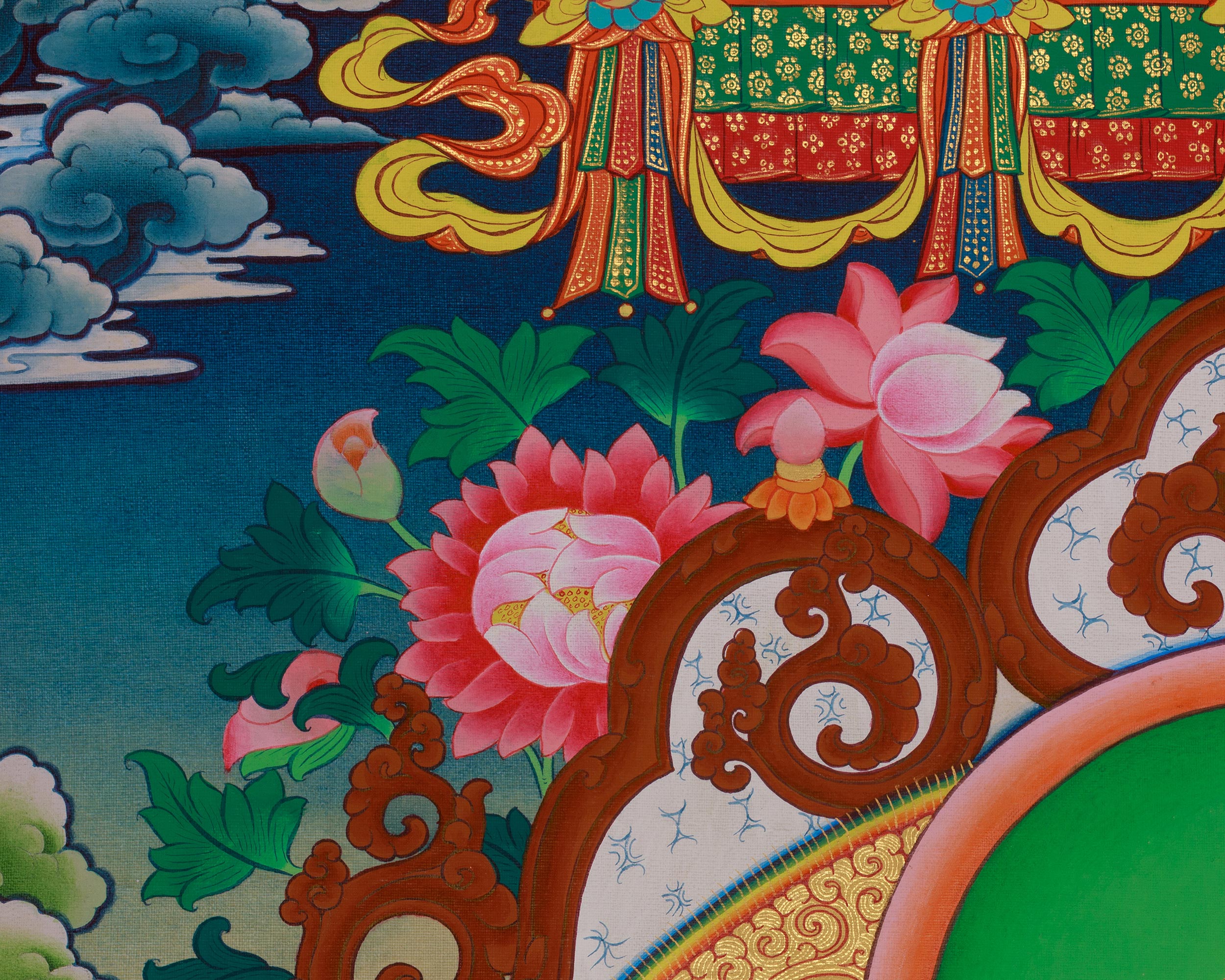 Long Life Amitayus Buddha Thangka | Deity of Infinite light and Compassion