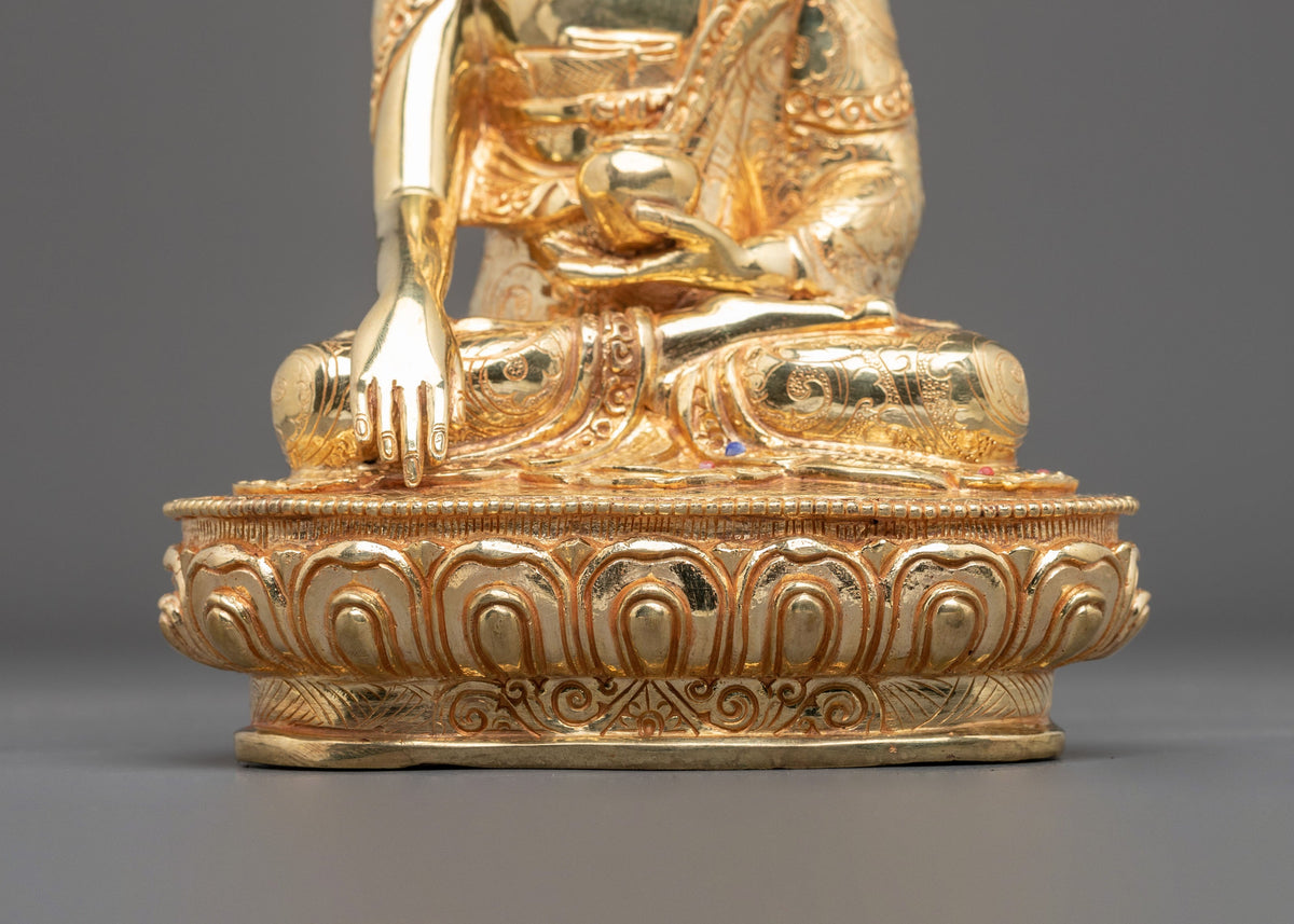 Bodhgaya Shakyamuni Buddha Statue | Gold Plated Buddhist Sculpture