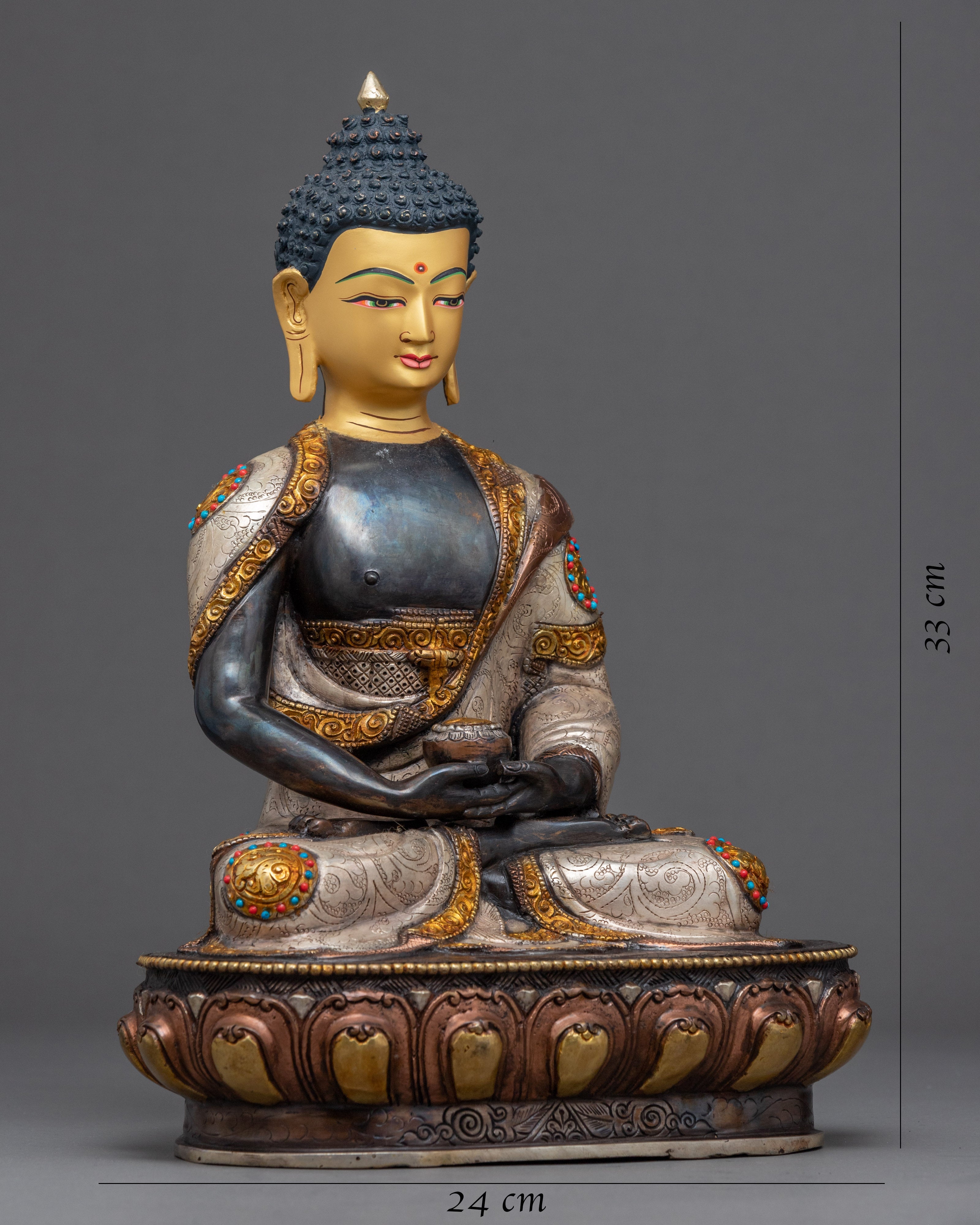 Namo Amitabha Buddha Copper Sculpture | Traditional Tibetan Art
