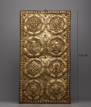 Large Outdoor Metal Art | Eight Auspicious Symbol Carved Wall Hanging