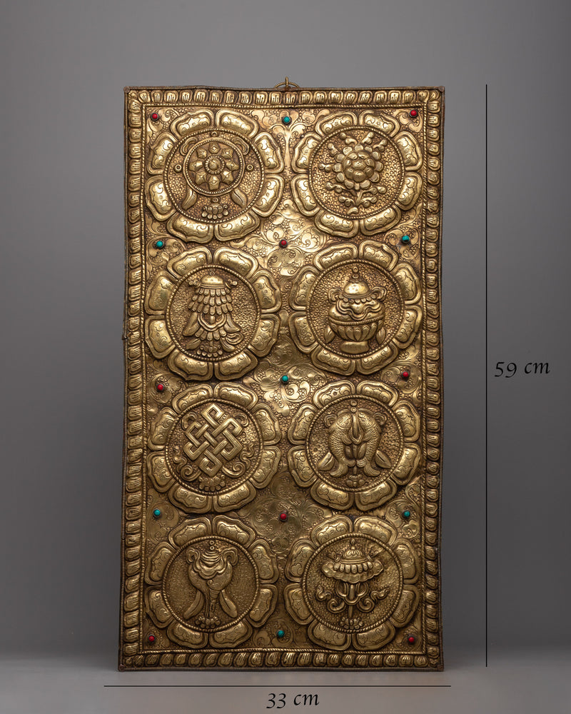 Large Outdoor Metal Art | Eight Auspicious Symbol Carved Wall Hanging