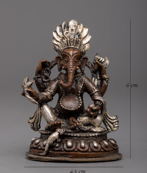 Oxidized Copper Ganesha Statue | Adorable Addition to Your Home Altar