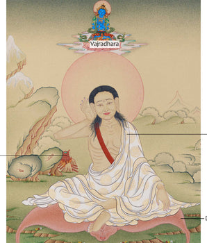 Milarepa with Vajradhara Thangka | Meditation Master and Buddha of Ultimate Wisdom