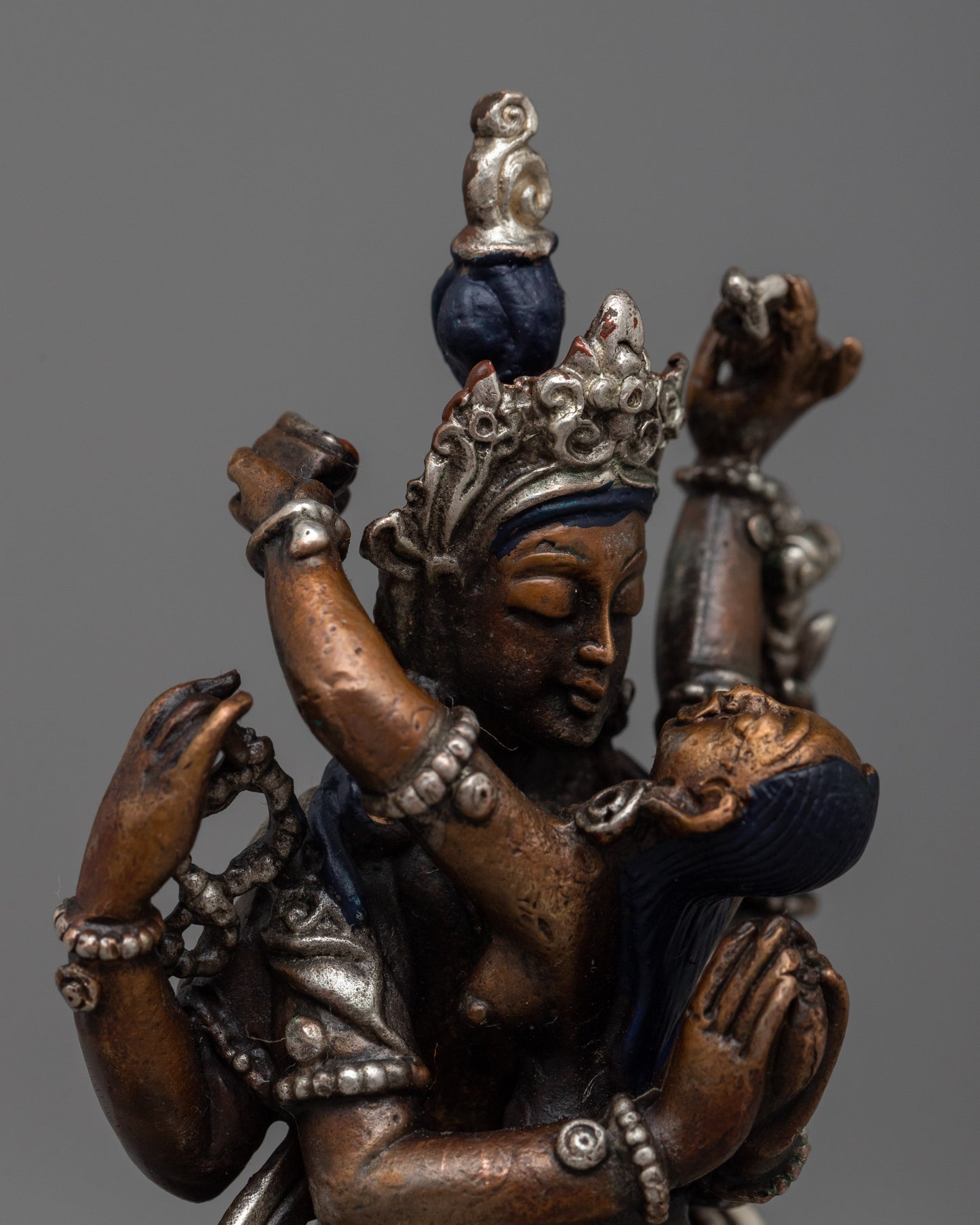 Machine-Made Chenresig Statue in Oxidized Copper | Symbolizing Divine Mercy and Spiritual Grace