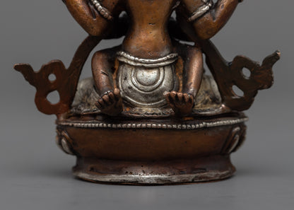 Machine-Made Chenresig Statue in Oxidized Copper | Symbolizing Divine Mercy and Spiritual Grace