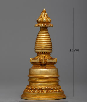 Handmade Stupa, 24K Gold Plated - Symbol of Spiritual Significance