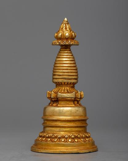 Handmade Stupa, 24K Gold Plated - Symbol of Spiritual Significance