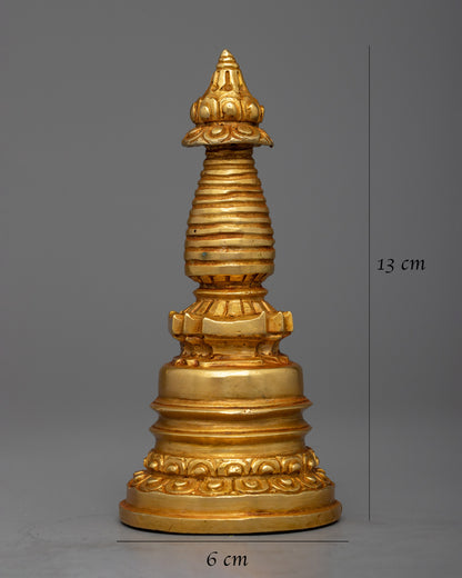 Small Copper Buddhist Stupa | Symbol of Spiritual Sanctity and Divine Connection