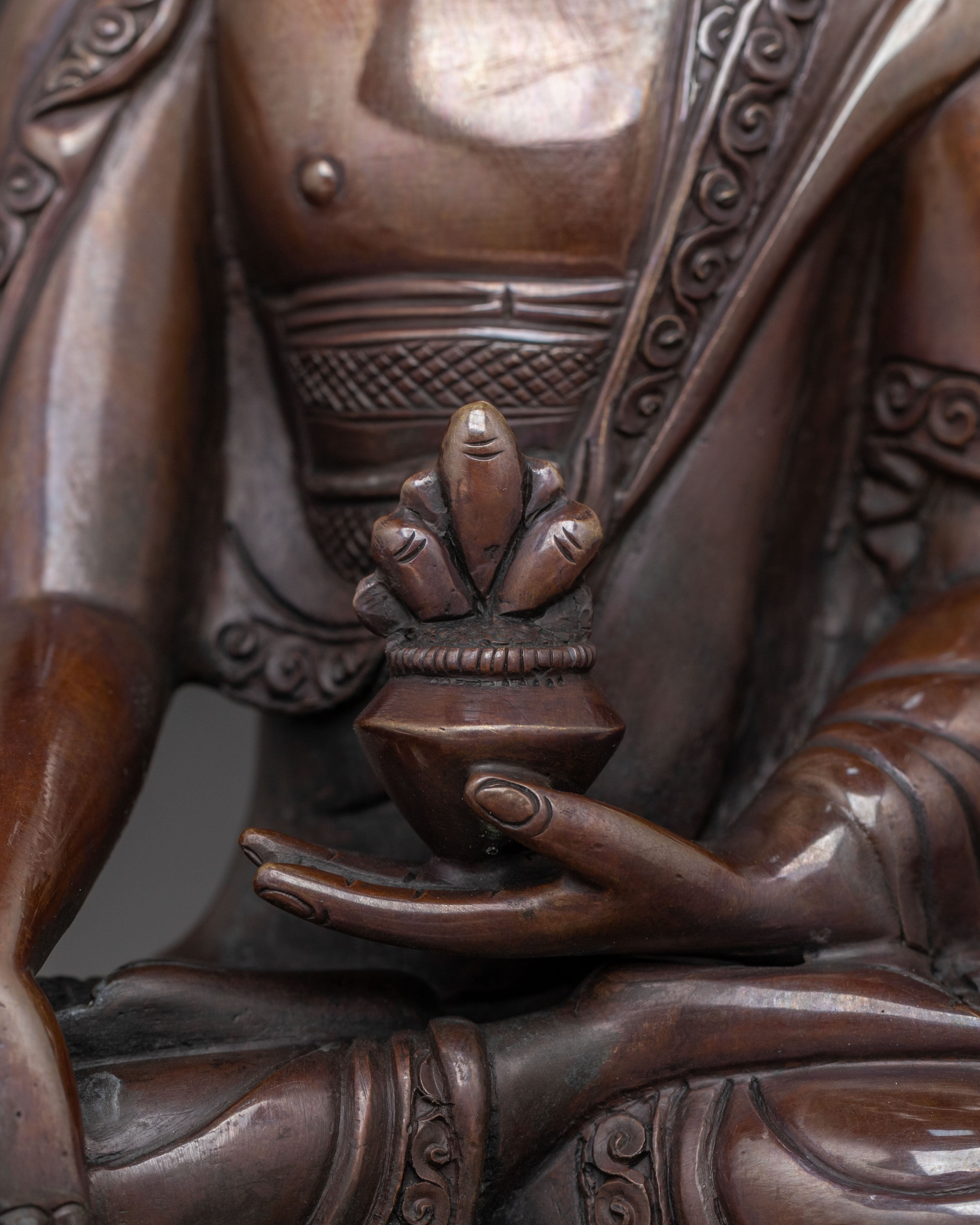 Healing Radiance: Medicine Buddha Spiritual Statue in Oxidized Copper