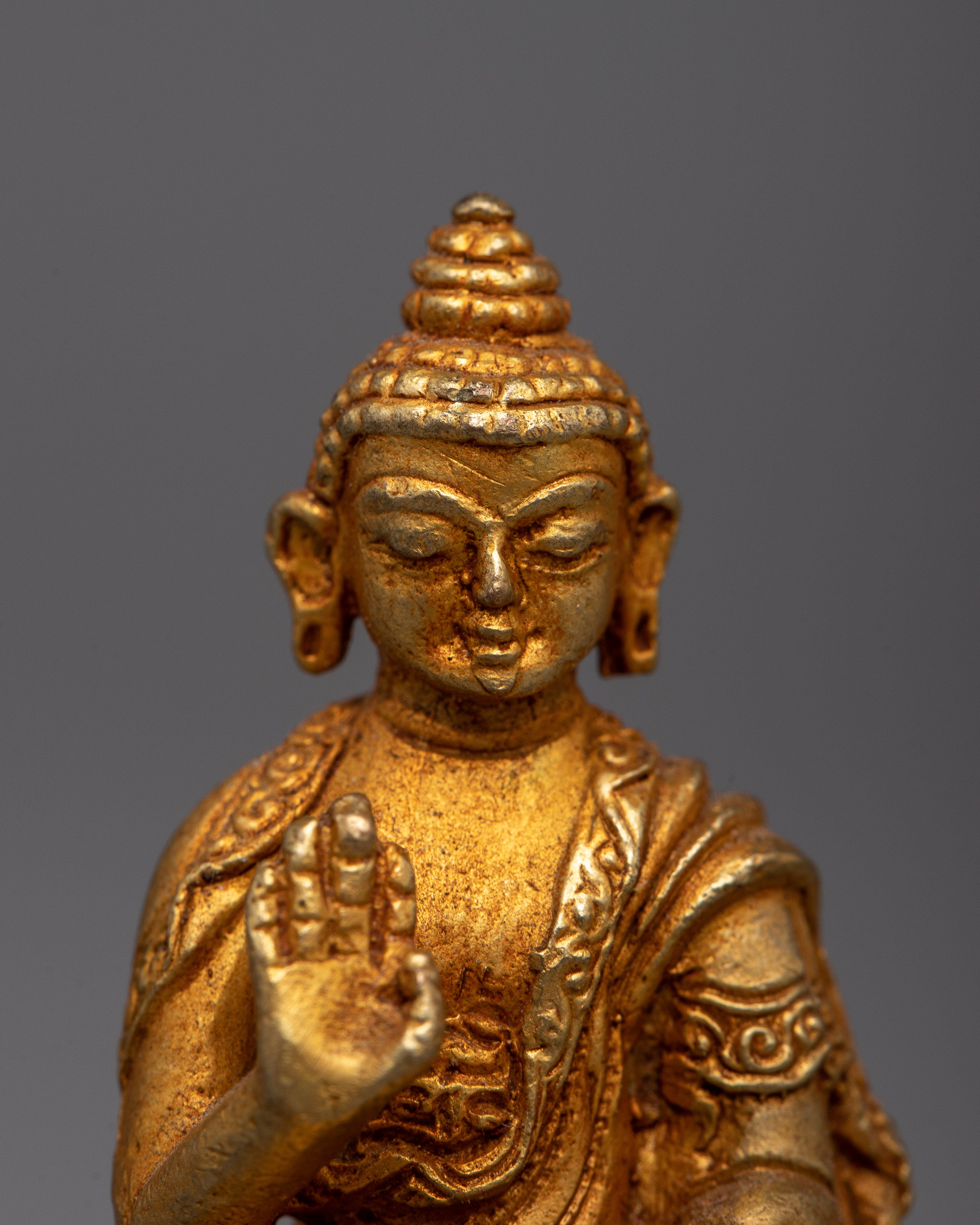 Machine-Made Copper Amoghasiddhi Buddha Statue | Symbolizing Spiritual Attainment