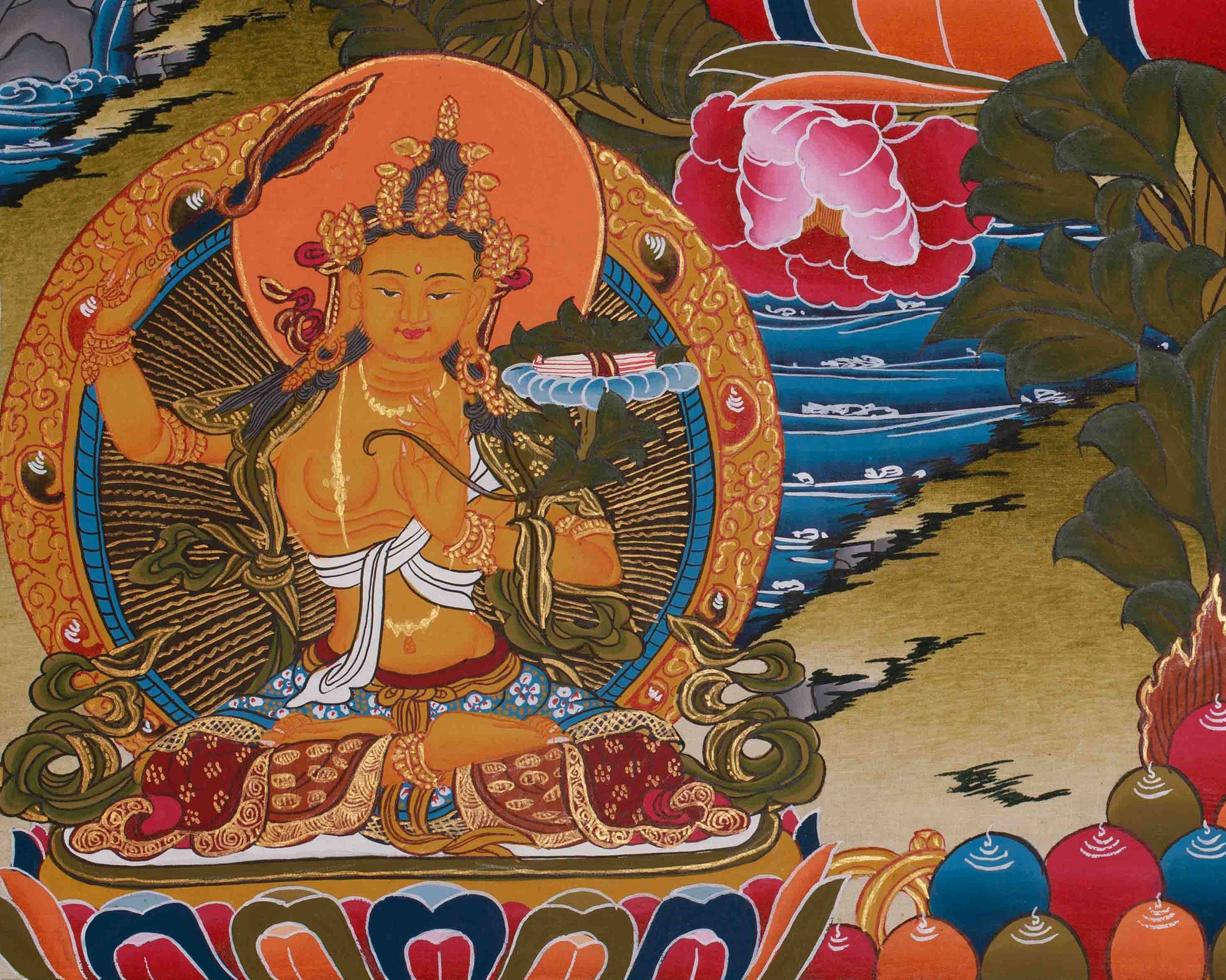 Chenrezig Bodhisattva Art | Hand Painted Avalokiteshvara Compassion Thangka