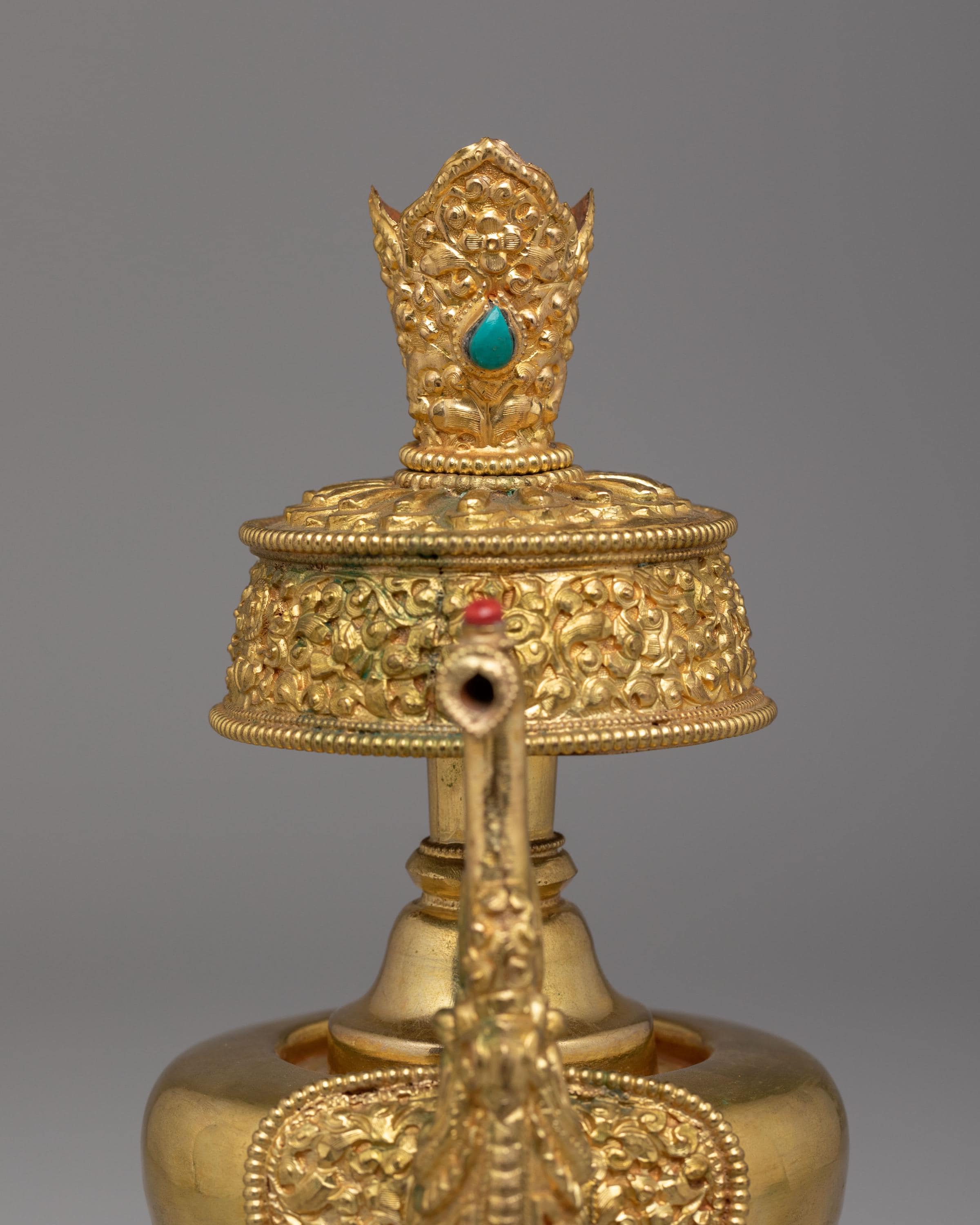 Handmade Tibetan Ritual Bhumba Set | Gold Plated Buddhist Ritual Vase
