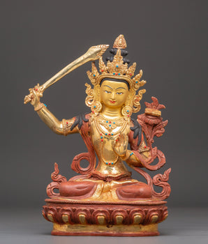 Handmade Golden Statue of Manjushri