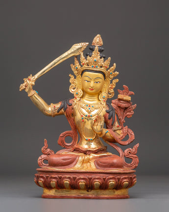 Handmade Golden Statue of Manjushri
