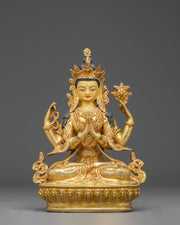 Copper Chenrezig Statue: Lord of Compassion
