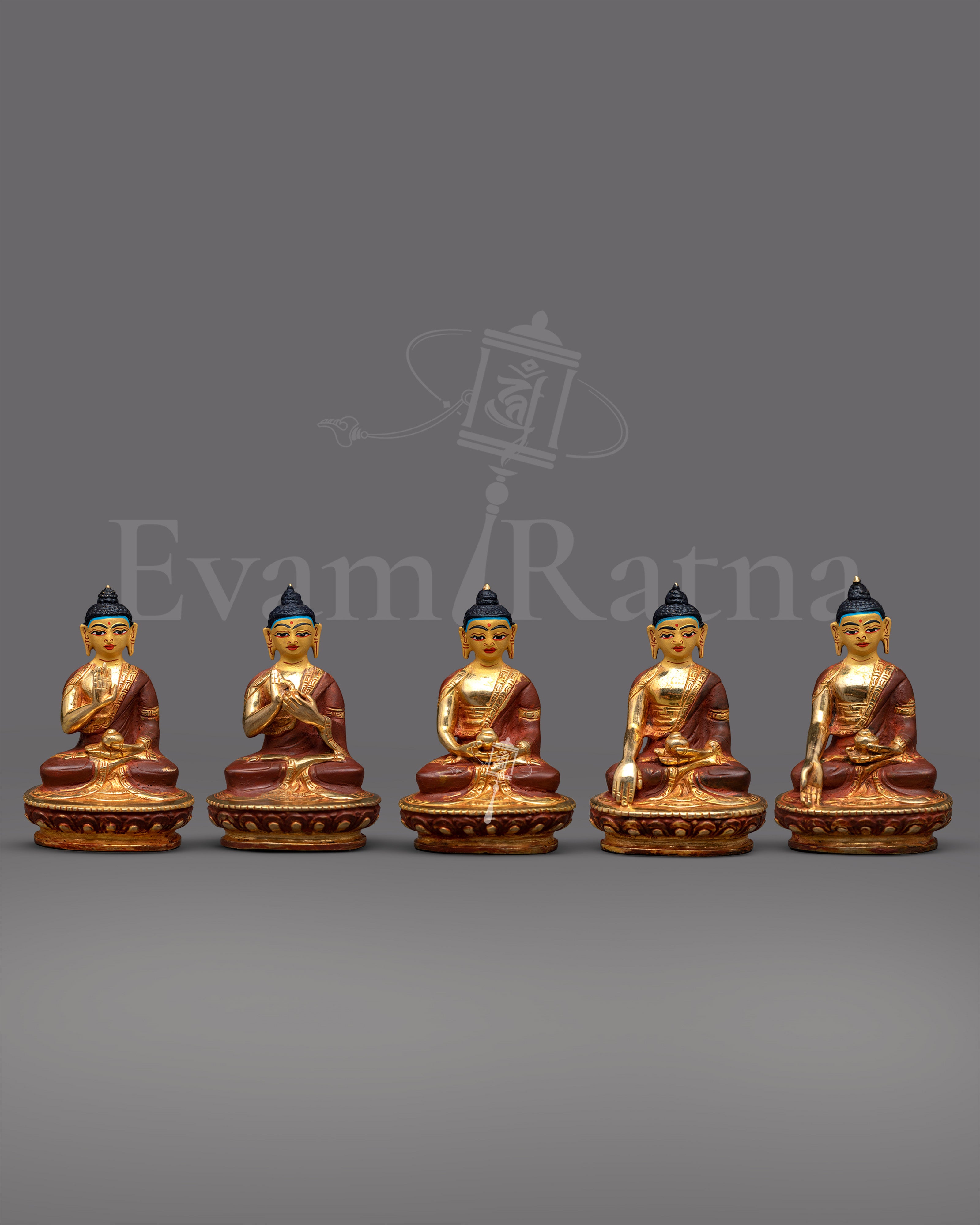 Five Buddha Statue | Aksobhya, Amitabha, Amoghasiddhi, Ratnasaṃbhava, Vairocana