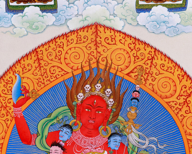 Dorje Phagmo with Four Dakini Thangka | Karma Kagyu Tradition | Exclusive Tibetan Painting