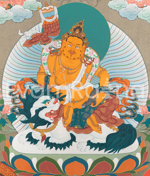 5 Jambhala Thangka Print | Buddhist Wealth Deity, Dzambhala | Artwork for Prosperity and Success