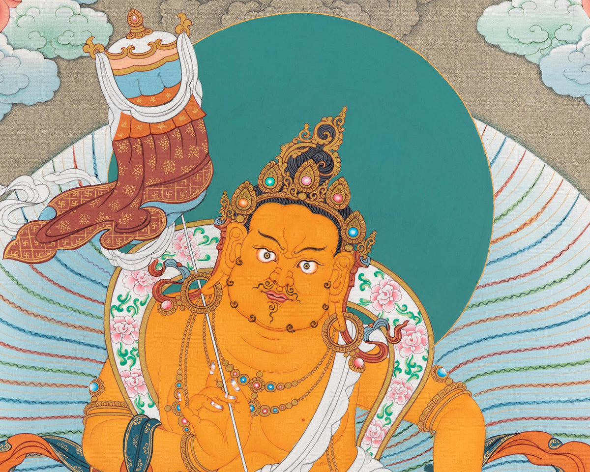 5 Jambhala Thangka Print | Buddhist Wealth Deity, Dzambhala | Artwork for Prosperity and Success