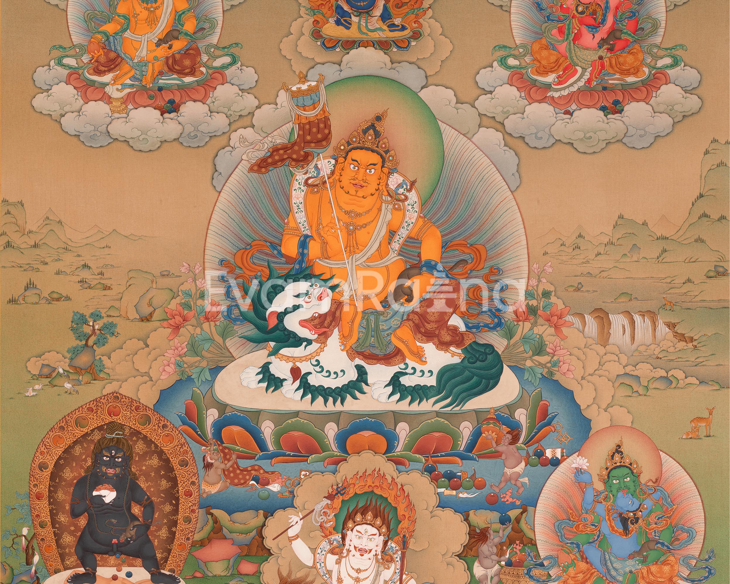 5 Dzambhala | The Buddha of Wealth Thangka Print | High Quality Giclee