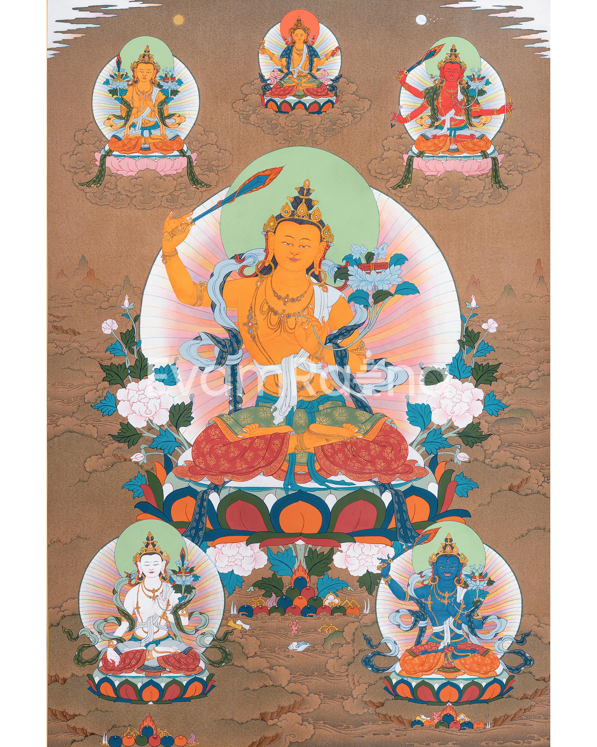 Five Forms of Manjushri Thangka 