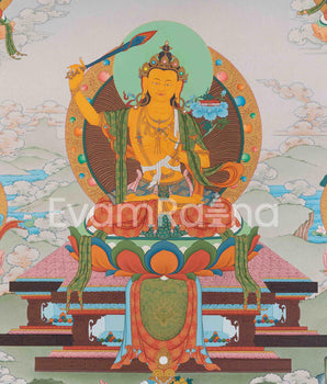 5 Manjushri & Prajna Paramita, Saraswati, White Tara, Green Tara, Bodhisattva Thangka, High Quality Giclee Canvas Print, Digital Print